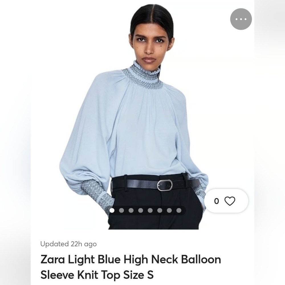 Zara long balloon sleeve knit peasant top blue small medieval whimsigoth